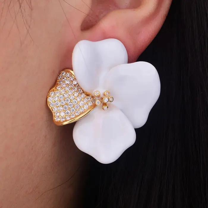 Missvikki-Boucles d'oreilles design de fleurs de bégonie