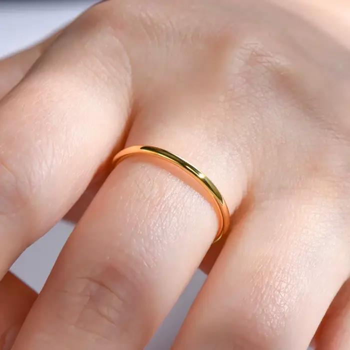 Bague IOGOU plaquée or 18 carats pour femme, en argent sterling 925, tendance, nouveauté, style simple, alliance de mariage, bague en métal, bijoux fins pour couple