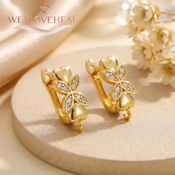 Crochets de boucles d'oreilles à levier en forme de fleur en laiton plaqué or 18 carats pour création de bijoux artisanaux DIY
