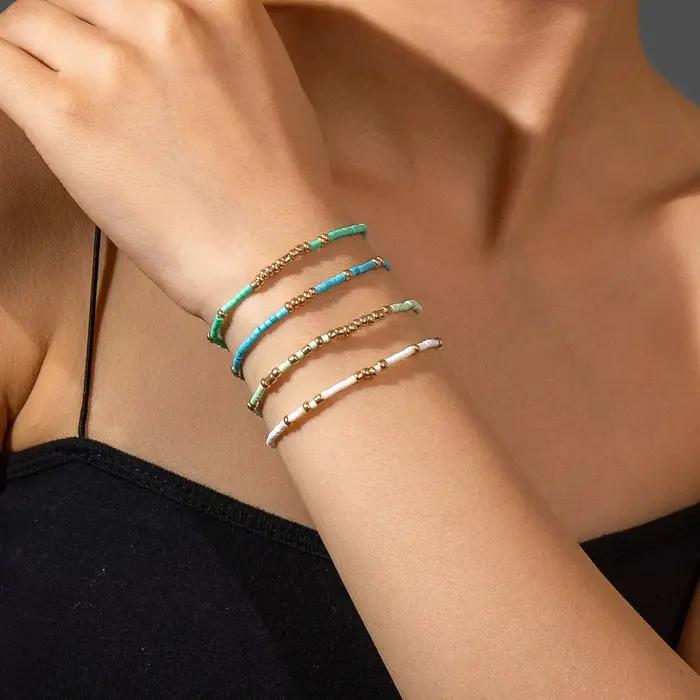 Ensemble de bracelets extensibles en perles de rocaille style Boho pour femmes, chaîne élastique de