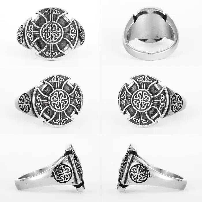Bague en acier inoxydable 316L avec motif croix et nœud celtique, bagues de mariage et alliances de style viking pour hommes et femmes, bijoux punk rock, accessoires de mode pour occasions spéciales