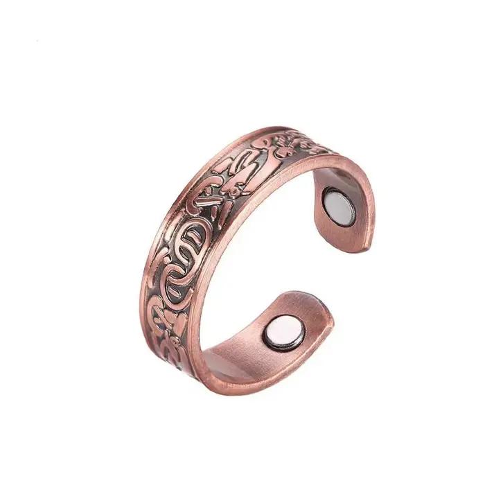 Bracelet magnétique ajustable en bronze antique pour homme, ensemble de bracelets ouverts, bijoux de