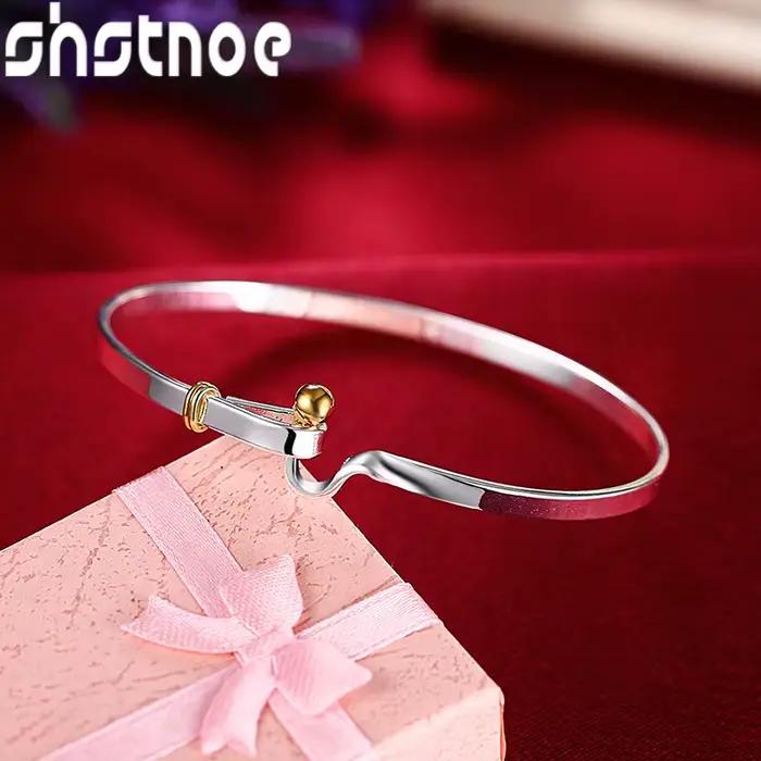 Bracelet rond simple réglable en argent sterling 925 pour hommes et femmes occasion anniversaire polyvalent moderne sportif
