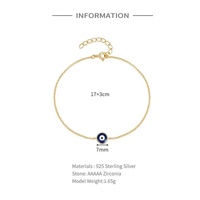 Bracelet Mauvais Yeux pour Femme en Argent Sterling 925, Bijou Classique et Protecteur pour Mariage, Fiançailles et Autres Occasions Spéciales