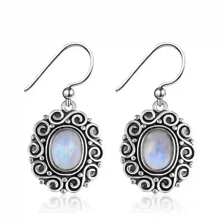 Boucles d'oreilles ovales en argent Sterling 925, 6x8mm, pierre de lune, améthyste, bijoux cadeaux p