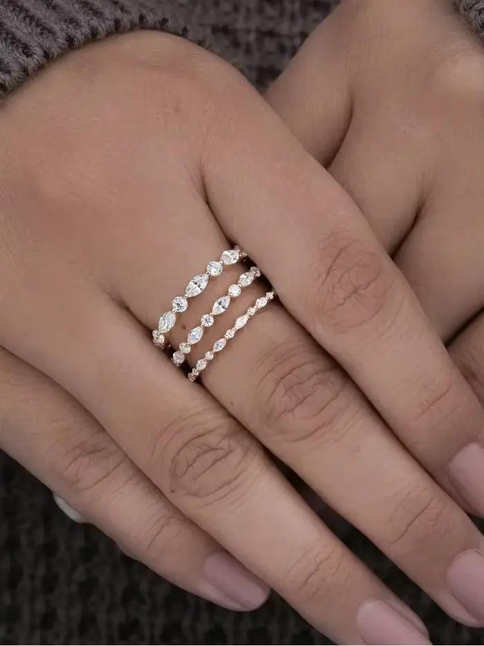Bague en argent sterling 925 sertie de moissanite véritable pour femmes, élégante et sophistiquée, idéale pour le mariage et les occasions spéciales