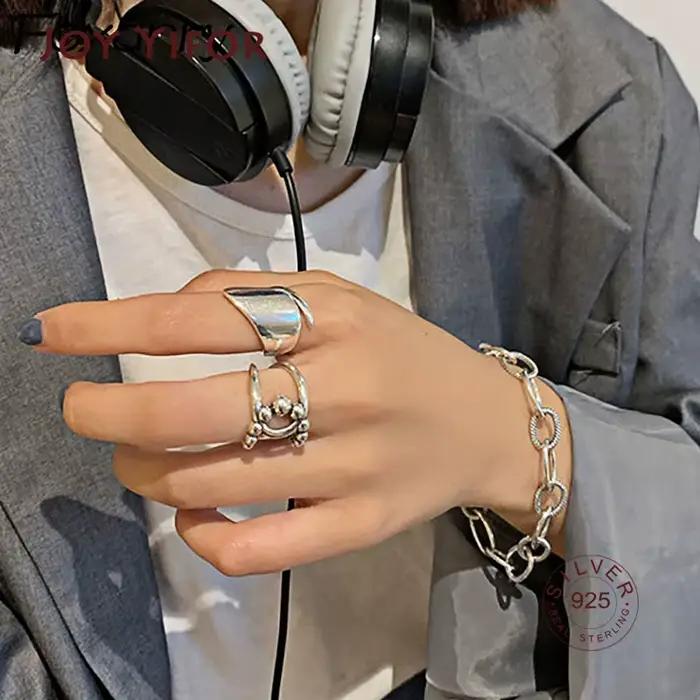 Bracelets minimalistes en argent Sterling 925 pour femmes, chaîne épaisse, nouvelle mode Vintage Punk Hiphop, bijoux cadeaux de fête