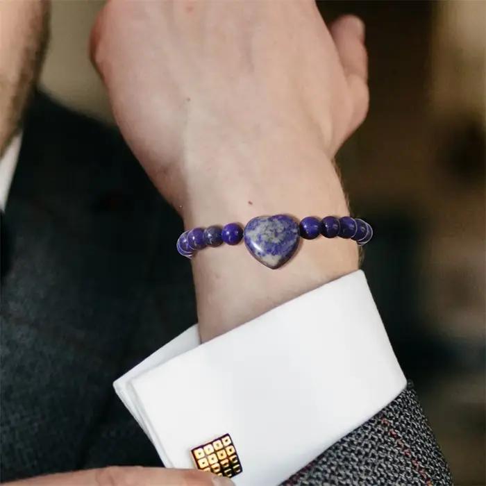 Bracelet en pierres précieuses naturelles avec pendentif cœur pour femmes, décontracté et sportif, pour occasions spéciales et quotidiennes