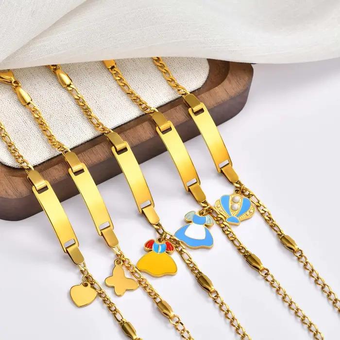 Bracelet Cœur Personnalisé avec Nom et Barre d'Identification, Bracelets d'Identification pour Bébé et Enfant, Breloques Tressées à la Main, Cadeau d'Anniversaire pour Nouveau-Né Fille Occasions Spéciales