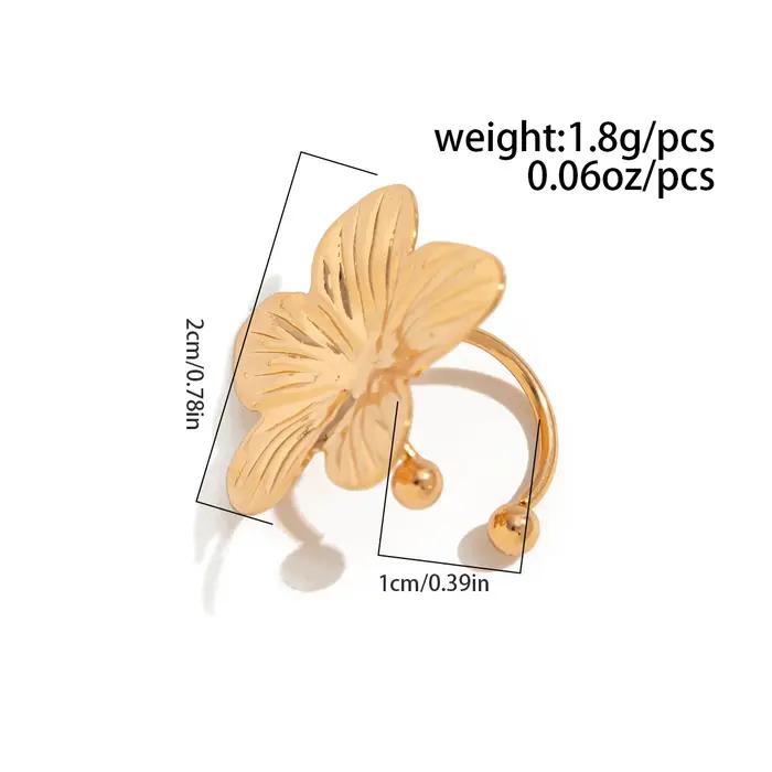 2 pièces/ensemble couleur or fleur oreille Clips boucles d'oreilles sans perforé pour les femmes mode pétale Floral