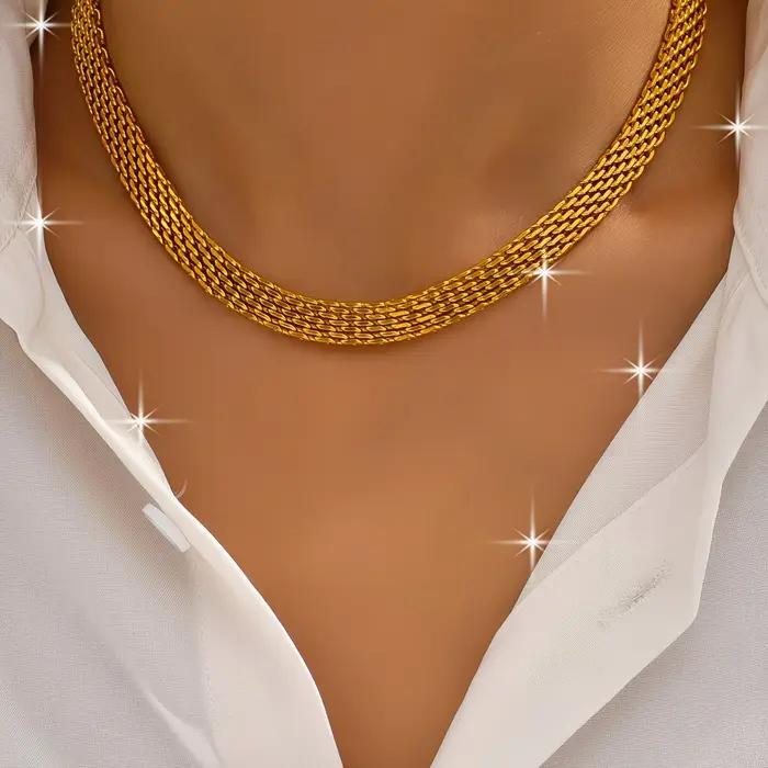 Collier en acier inoxydable or squelette bijou unisexe classique pour hommes femmes occasions spéciales quotidiennes