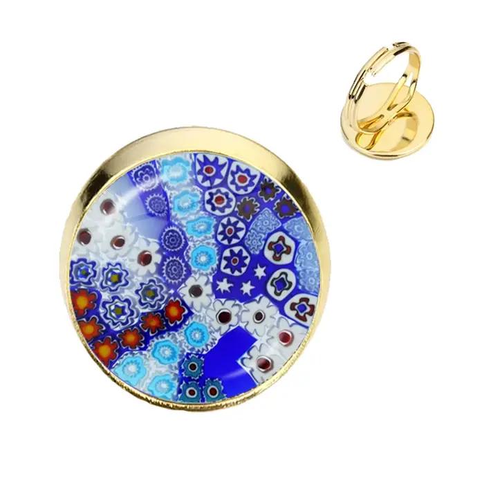 Bague Ajustable en forme de fleur multicolore pour homme et femme
