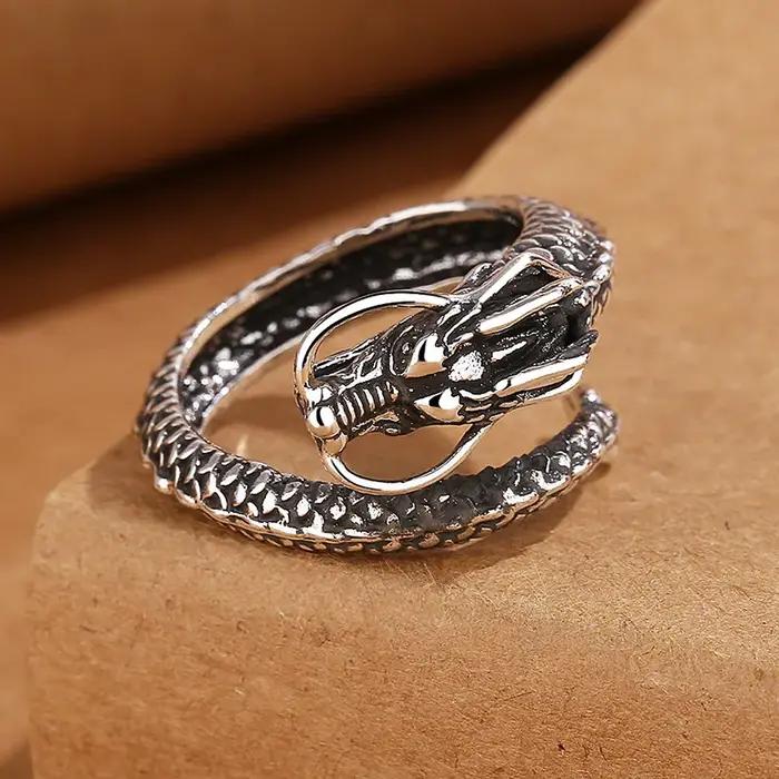 Bague vintage Dragon en argent Sterling 925
