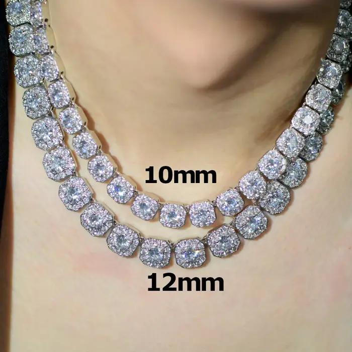 CUC – collier chaîne carrée en grappes de 12mm pour femmes et hommes
