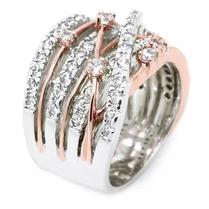 Bague en argent Sterling 925 incrustée de Zircon AAAAA entrelacé pour femme