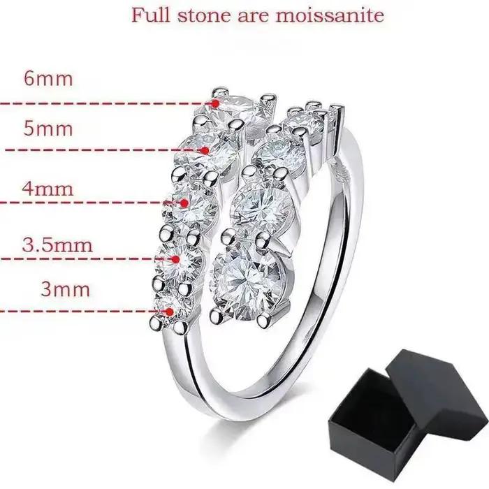 Bagues en Moissanite avec 10 Pierres pour Femme