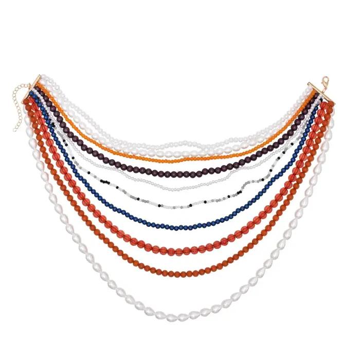 Collier multicouche de perles colorées pour femmes