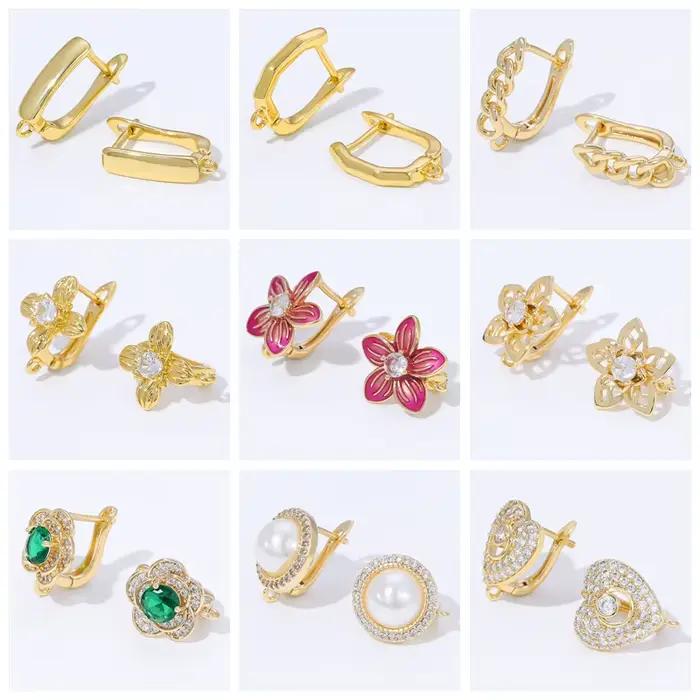 1/2/3 paires de fixations de boucles d'oreilles plaquées or 18 carats