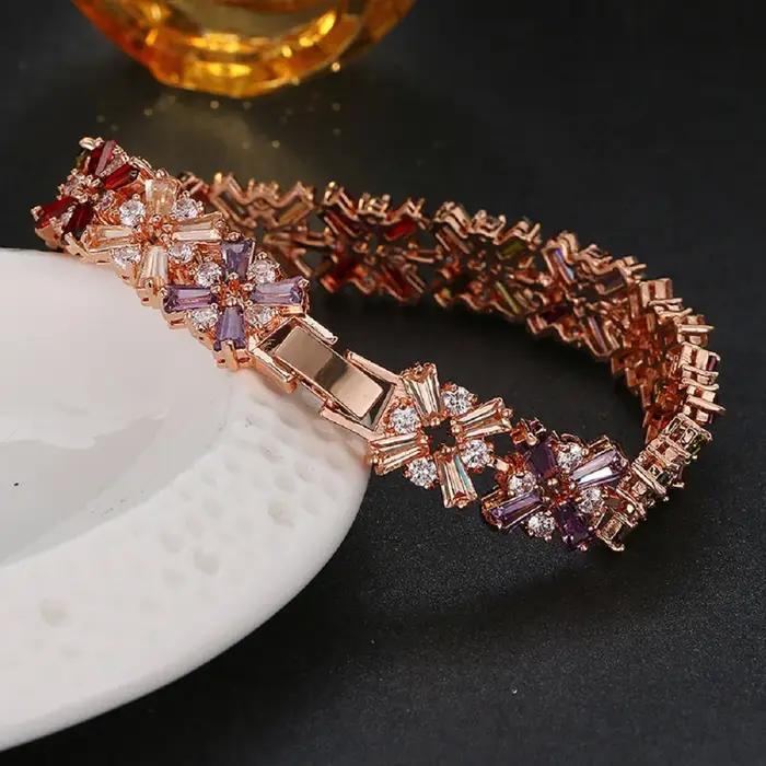 SUGO – Bracelets classiques rétro couleur or Rose en Zircon cubique pour femmes charmantes