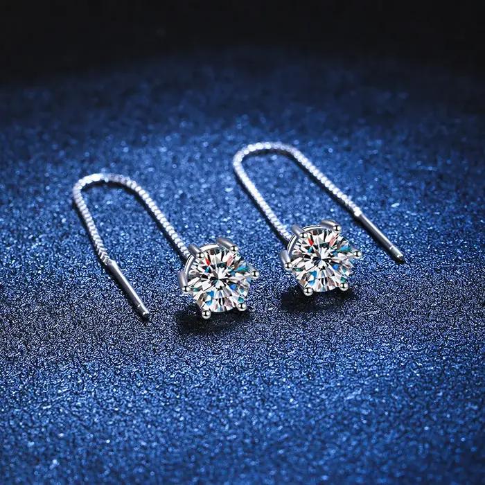 EUREKA D VVS Moissanite diamant boucle d'oreille avec GRA s925 argent Sterling fil