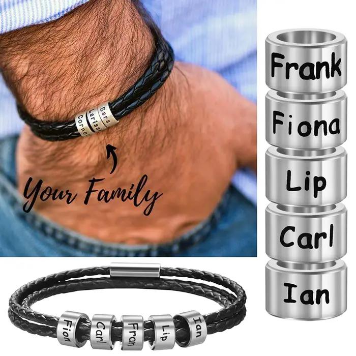 Bracelet personnalisé avec noms de famille pour hommes