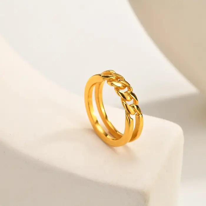 Bague chaîne pour femme en acier inoxydable