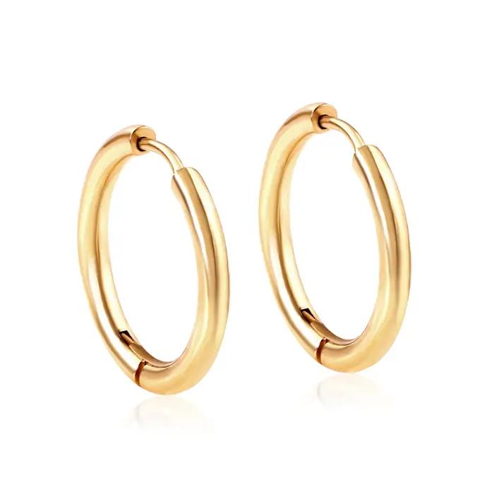 ASONSTEEL classique rond perlé cerceau boucle d'oreille en acier inoxydable or Rose noir mode Hiphop