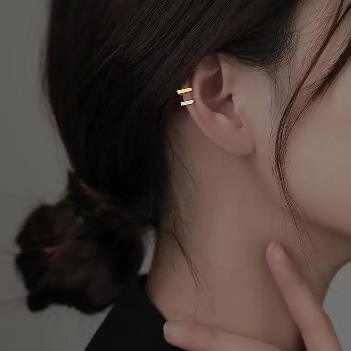 Anneau de barre d'oreille en argent 925 style moderne triangle pour femmes occasions spéciales