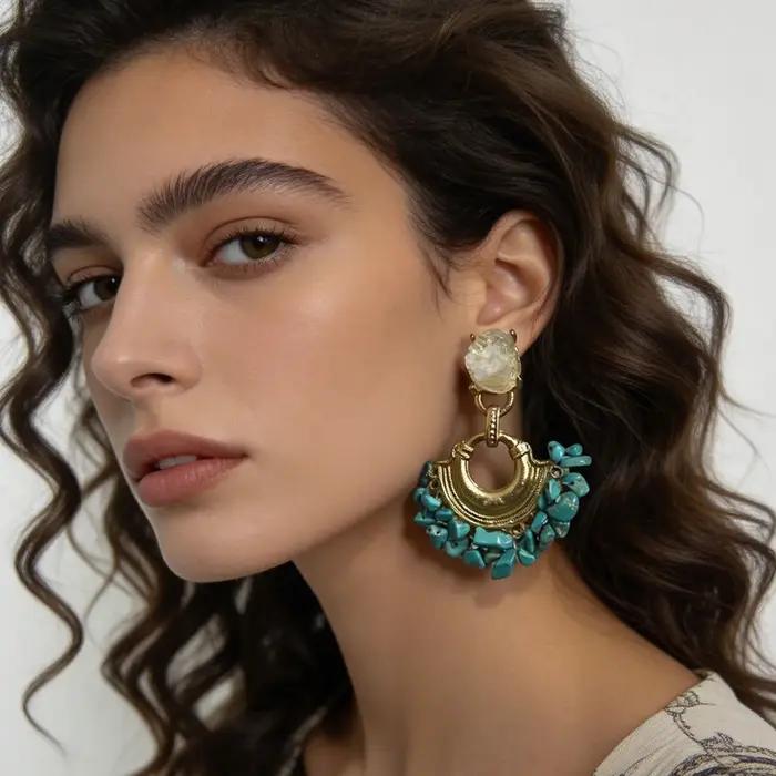 Boucles d'oreilles Vintage perlées faites à la main pour femmes