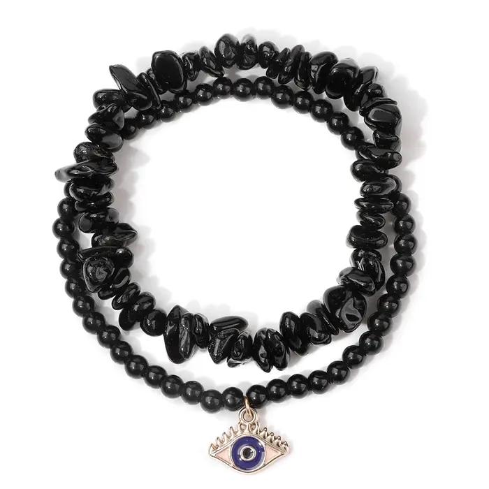 Bracelet en obsidienne noire pour hommes et femmes