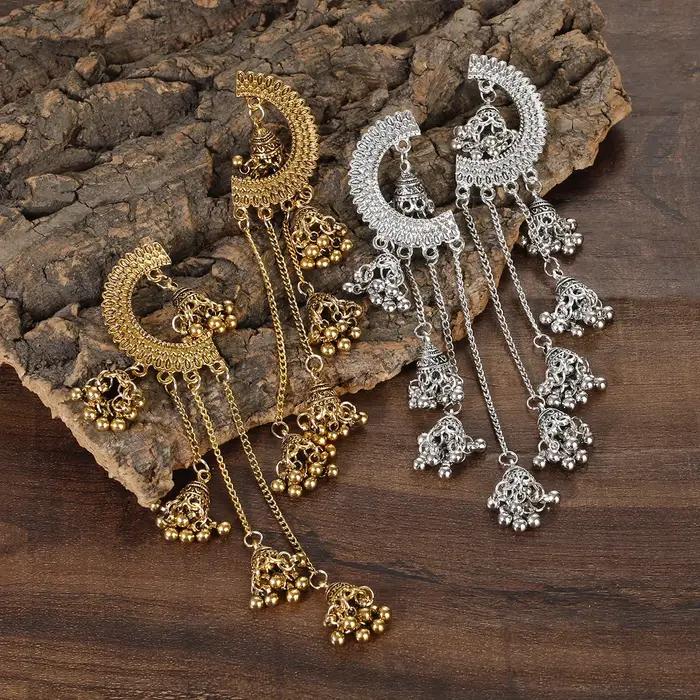 Boucles d'oreilles indiennes Jhumka pour femmes