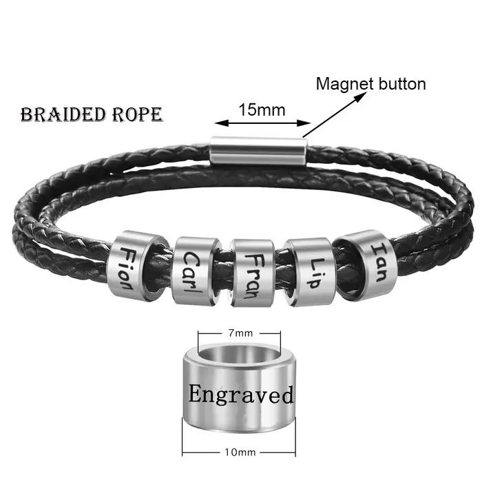 Bracelet personnalisé avec noms de famille pour hommes