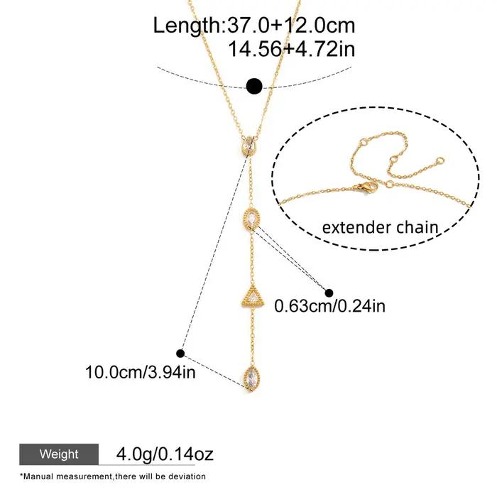 Yori – collier chaîne en Y en zircone cubique géométrique blanche exquise