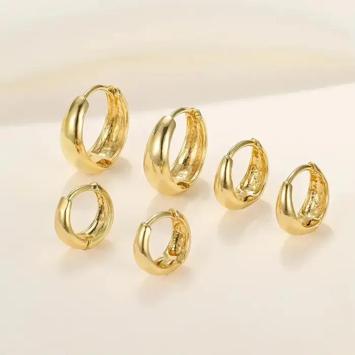Boucles d'oreilles créoles en acier inoxydable pour femmes, cristal contre-indiqué, cercle en métal, piercing au cartilage géométrique, ensemble de bijoux, 6 pièces par ensemble