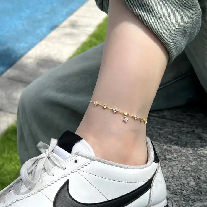 Bracelet de cheville en argent sterling 925 pour femme