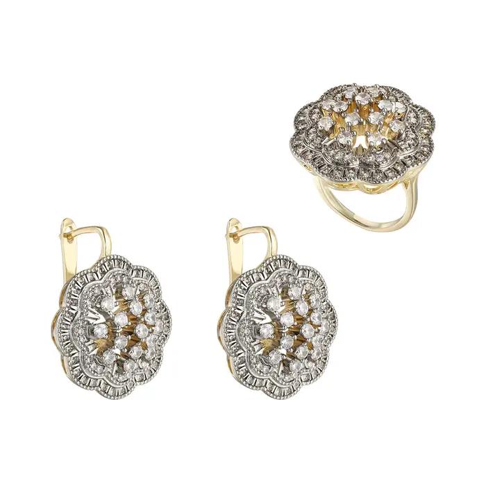 Boucles d oreilles creuses bicolores à grande fleur plaquées cuivre or 14 carats bijoux mode luxueux et exquis pour femmes occasions spéciales