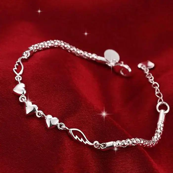 Bracelet à breloques en argent regardé 925 pour femme