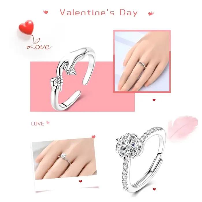 Trèfle réglable anneau 925 en argent Sterling Original rotatif fleur de cerisier anneaux ouverts pour les femmes bijoux de mariage cadeau