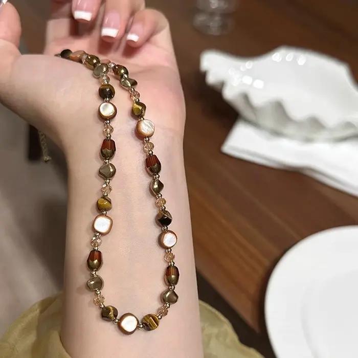 Collier de perles de pierre naturelle Maillard pour femme