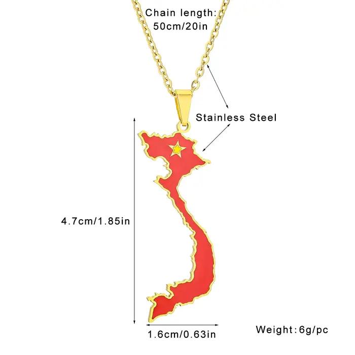 Cng hòa Xã hi Chngha Vit Nam carte drapeau pendentif collier en acier inoxydable hommes femmes cartes bijoux cadeau