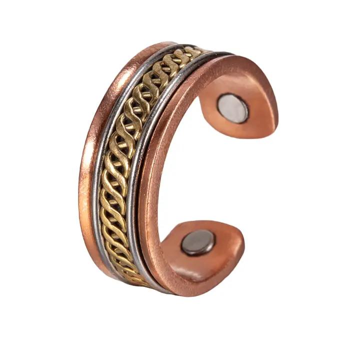 Vinterly torsadé réglable anneau femmes santé énergie thérapie magnétique Rose 5mm doigt ouvert manchette bandes de mariage aimants bijoux