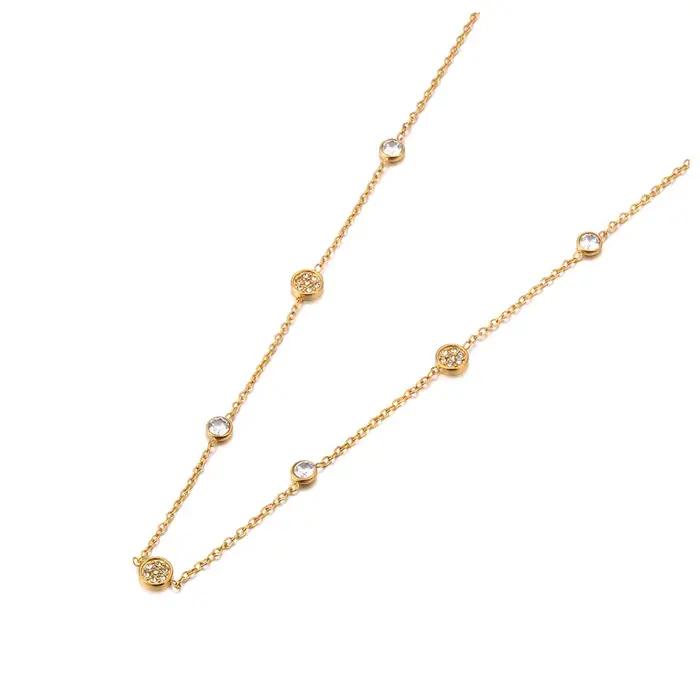AENINE – collier avec pendentif en cristal de zircone cubique pour femmes, en acier inoxydable, bijo