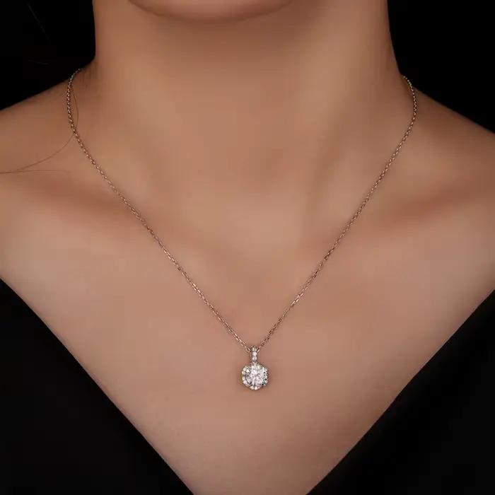 Bamoer U – collier Moissanite 1CT en argent Sterling 925