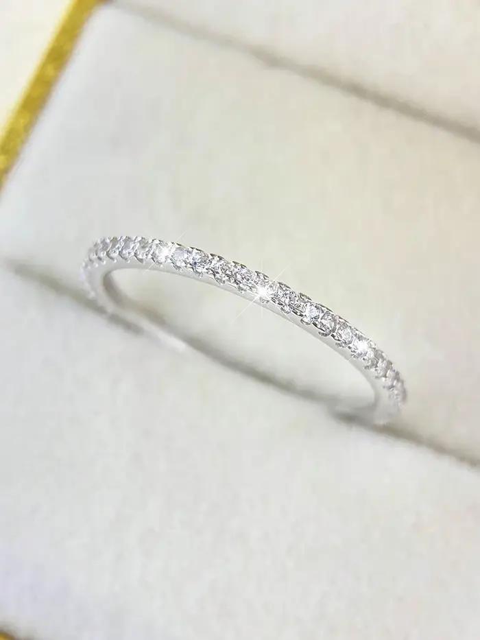 Bague en argent sterling 925 sertie de zircon blanc élégante pour femmes occasions formelles et quotidiennes alliance mariage bijoux personnalisés
