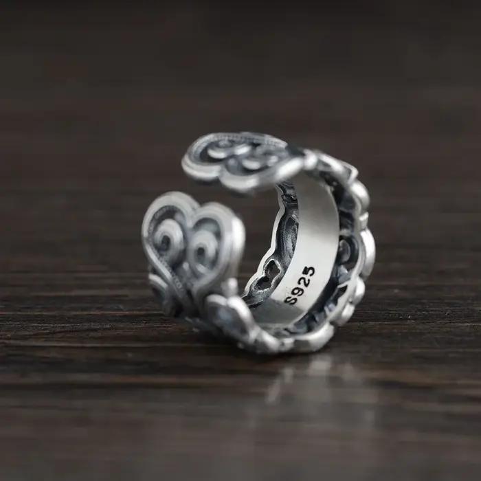 Bague en argent regardé S925 pour hommes et femmes