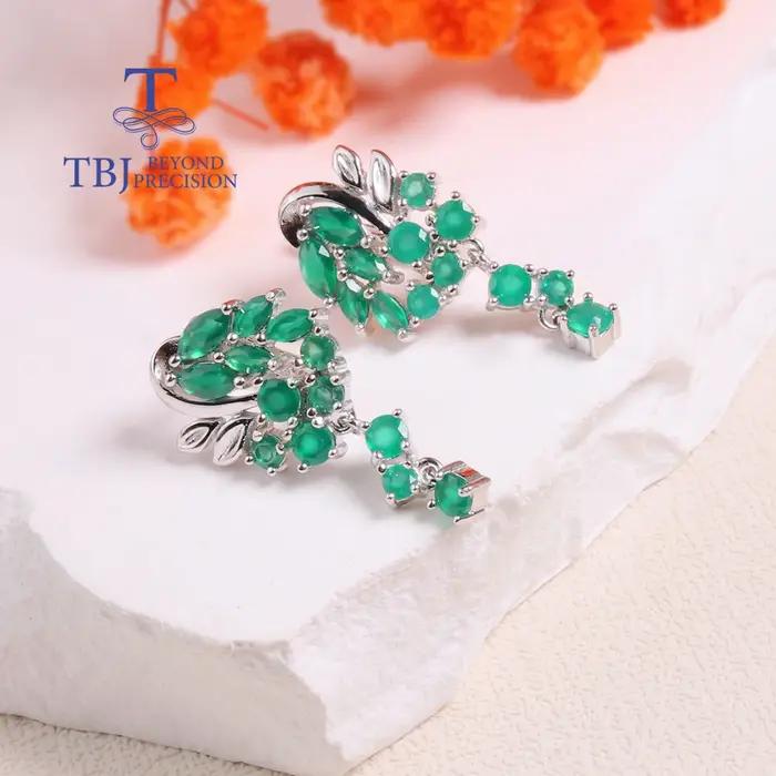 Boucles d'oreilles design raisin 2026 agate verte naturelle pour femmes et jeunes filles bijoux élégants et tendance pour soirée et cérémonie