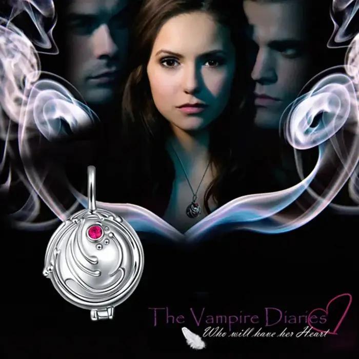 Collier Médaillon en Argent Pur 925 pour Femme, Pendentif Cosplay, Bijoux, Pull, Film The Vampire Diaries, Elena Vervain, Cadeau de Noël
