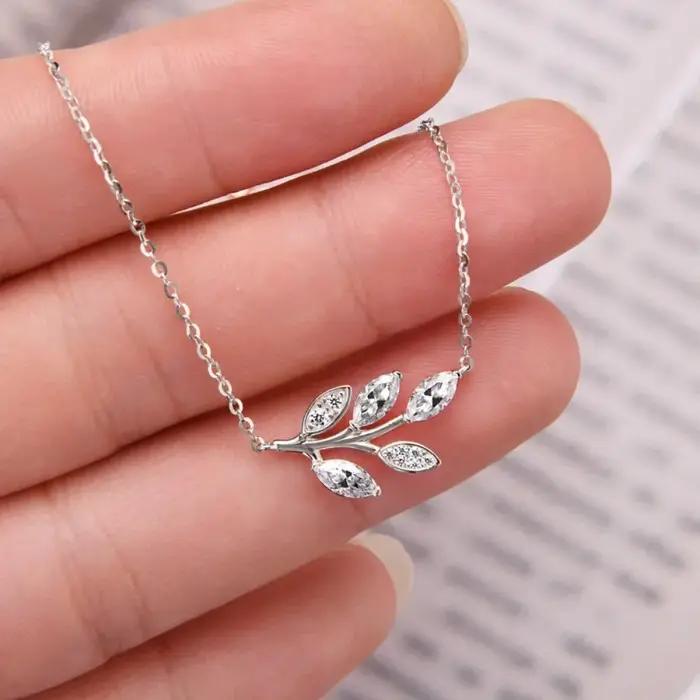 M-JAJA Moissanite feuille pendentif collier Marquise coupe diamant