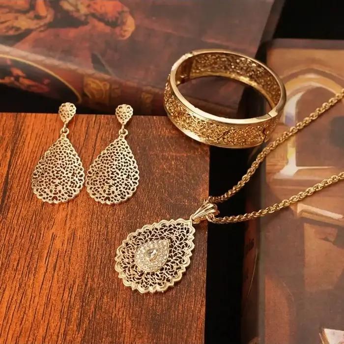 Ensemble de bijoux de luxe au Design arabe pour femmes