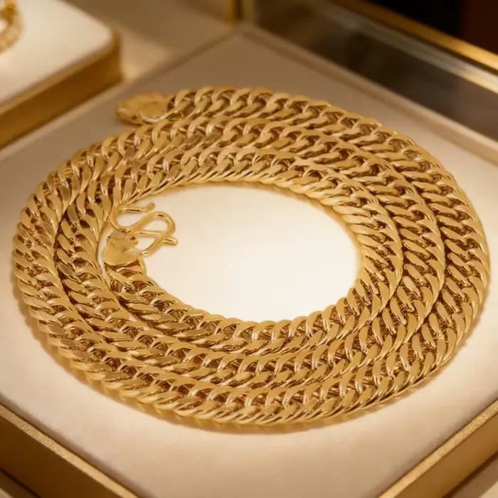 Collier plaqué or 24 carats 10 mm, bijoux solides pour hommes et femmes